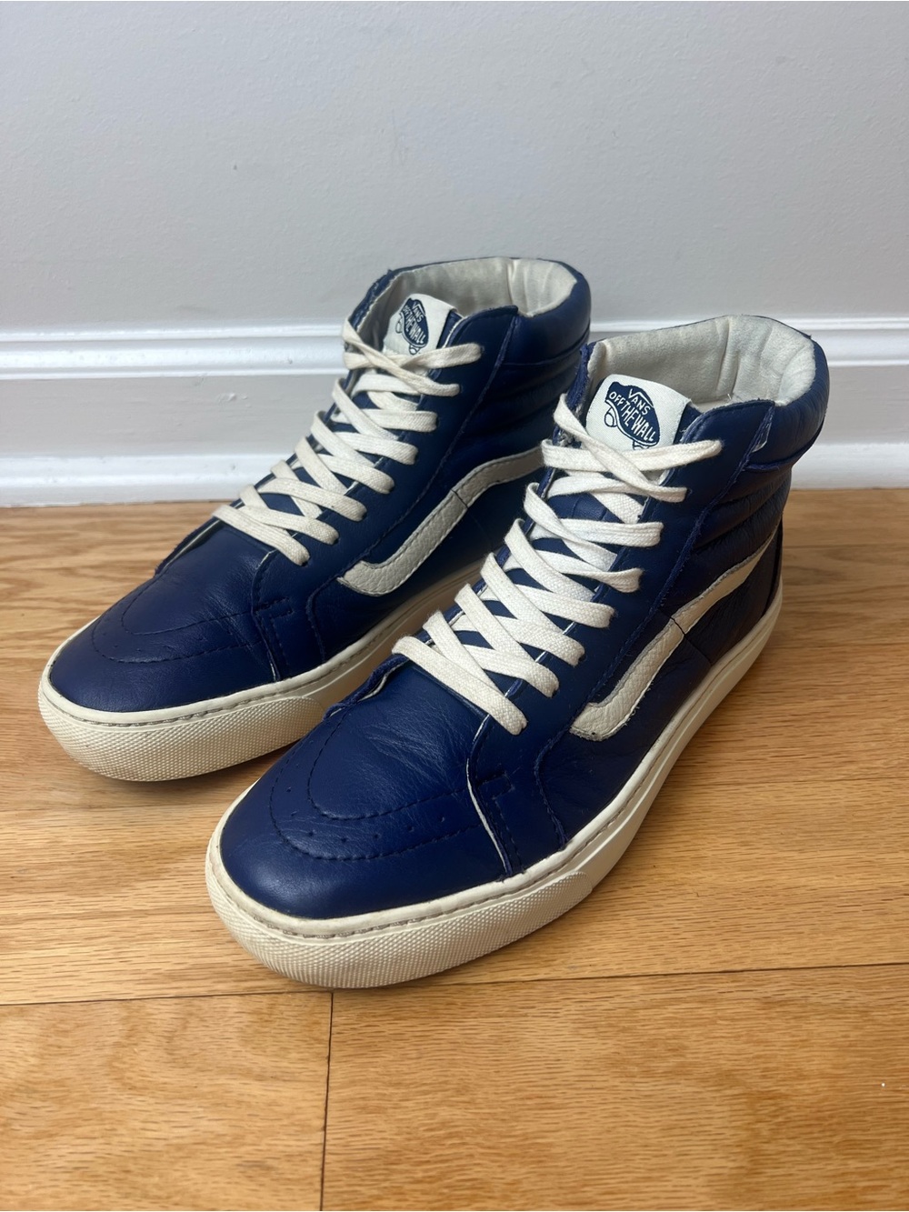 Vans Sk8-Hi Reissue Navy Blue Premium Leather High Top Sneakers